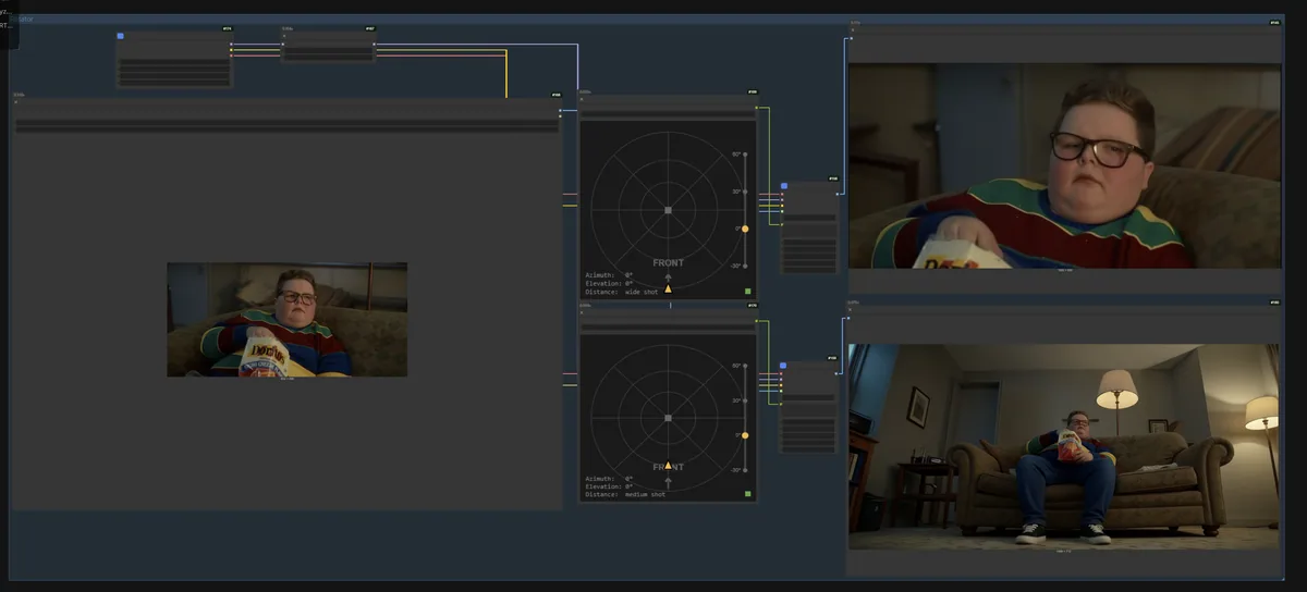 Camera control  with Qwen Image Edit Multi Angle LoRA, 